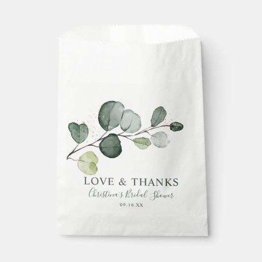 Eukalyptus Gold Spritzer Watercolor Brautparty Geschenktütchen (Vorderseite)