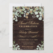 Eukalyptus Gold Sweet 16 Einladung (Vorderseite)