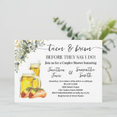 Eukalyptus Gold Tacos & Brews Paare Dusche Einladung (Stehend Vorderseite)