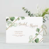 Eukalyptus-Gold-Text-Brautparty Einladung (Stehend Vorderseite)