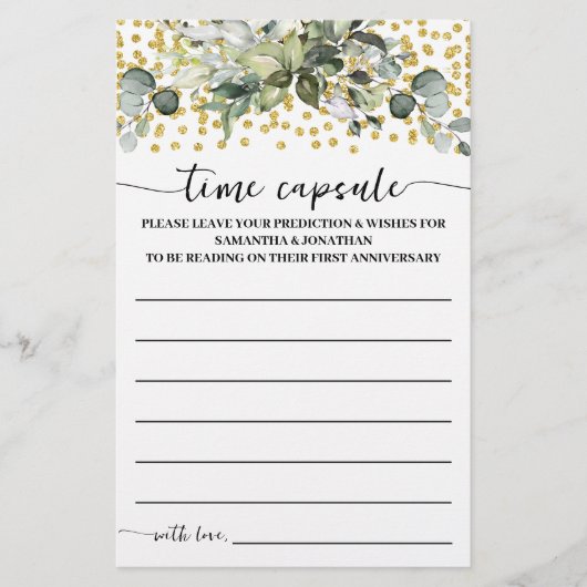 Eukalyptus Gold Time Capsul Advice Game Card Flyer (Vorne)