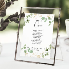 Eukalyptus-Gold-Tischnummer 1 Sitzkarte Einladung