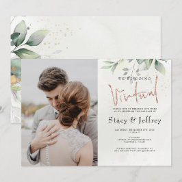 Eukalyptus Gold Virtual Wedding Einladung