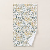 Eukalyptus Gold Wasserfarben-Muster Monogramm Badhandtuch Set (Handtuch)