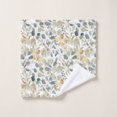 Eukalyptus Gold Wasserfarben-Muster Monogramm Badhandtuch Set (Waschlappen)
