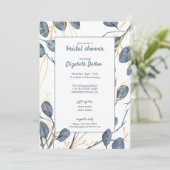 Eukalyptus & Gold Watercolor Garden Brautparty Einladung (Stehend Vorderseite)