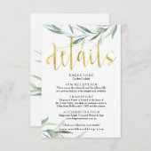 Eukalyptus Gold Wedding Details Card Begleitkarte (Vorne/Hinten)