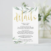 Eukalyptus Gold Wedding Details Card Begleitkarte (Stehend Vorderseite)