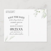 Eukalyptus Gold Wedding Save the Date Ankündigungspostkarte (Rückseite)