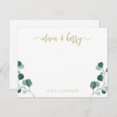 Eukalyptus Gold White Wedding Note Card Mitteilungskarte (Vorne/Hinten)