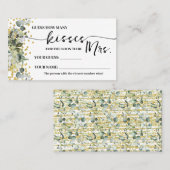 Eukalyptus Gold Wie viele Küsse für Mrs. Game Card Platzkarte (Vorne/Hinten)