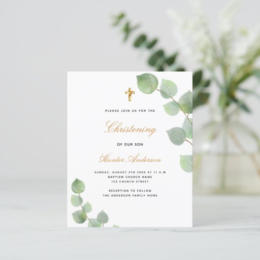 Eukalyptus-Goldblauer Einladung (Stehend Vorderseite)