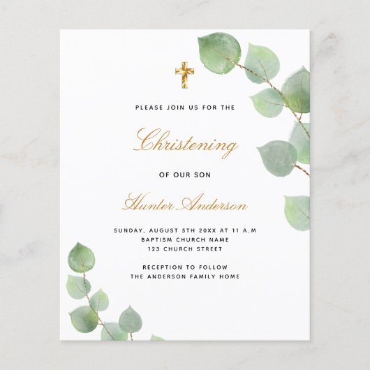 Eukalyptus-Goldblauer Einladung (Vorderseite)