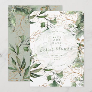 Eukalyptus Golden Boho Modern Fall Pampas Circle Save The Date