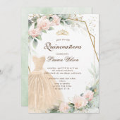 Eukalyptus golden floral Quinceañera Einladung (Vorne/Hinten)