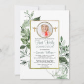 Eukalyptus Golden Foto Erstkommunion Einladung (Vorderseite)
