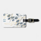 Eukalyptus Golden Garden Floral Monogram Tag Gepäckanhänger (Vorderseite horizontal)