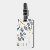 Eukalyptus Golden Garden Floral Monogram Tag Gepäckanhänger (Vorderseite vertikal)