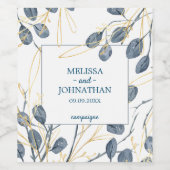 Eukalyptus Golden Garden Floral Wedding Weinetikett (Einzelnes Label)