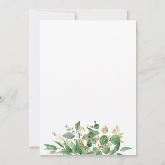 Eukalyptus Golden Letters Babydusche Einladung (Rückseite)