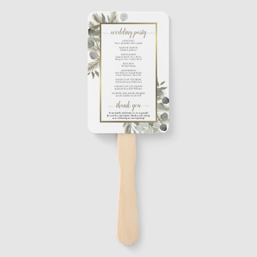 Eukalyptus & Golden Pine Wedding Programm Fächer (Rückseite)