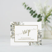 Eukalyptus & Golden Pine Wedding RSVP Postkarte (Stehend Vorderseite)