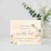 Eukalyptus golden wedding budget Save the Date (Stehend Vorderseite)