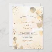 Eukalyptus-goldenes Blattwerk Einladung (Vorderseite)