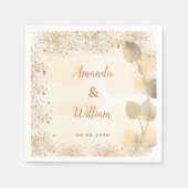 Eukalyptus-goldenes Glitzer-Monogramm Serviette (Vorderseite)