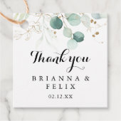 Eukalyptus-Goldflorenkalligraphie Geschenkanhänger (Vorderseite)