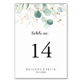 Eukalyptus-Goldflorenkalligraphie Tischnummer (Rückseite)