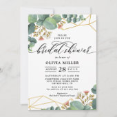 Eukalyptus-Goldgeometrische Form-Hochzeit Einladung (Vorderseite)