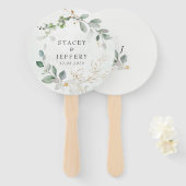 Eukalyptus-Goldkalligrafie-Hochzeit Fächer (Vorne und Hinten)