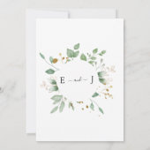 Eukalyptus-Goldrahmen-Hochzeit in Rustikal Einladung (Rückseite)