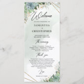 Eukalyptus-Goldrahmen-Hochzeitsprogramm Programm (Vorderseite)