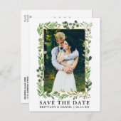 Eukalyptus-Goldrahmen Save the Date Postkarte (Vorne/Hinten)