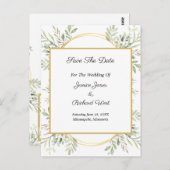 Eukalyptus-Goldrahmen Save the Date Postkarte (Vorne/Hinten)