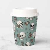 Eukalyptus Gothic Skulls und Rose Halloween Pappbecher (Vorderseite)