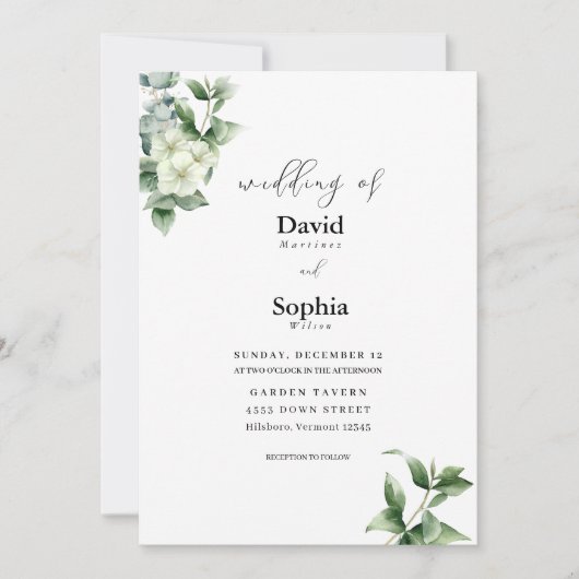 Eukalyptus Grace Wedding Einladung (Vorderseite)