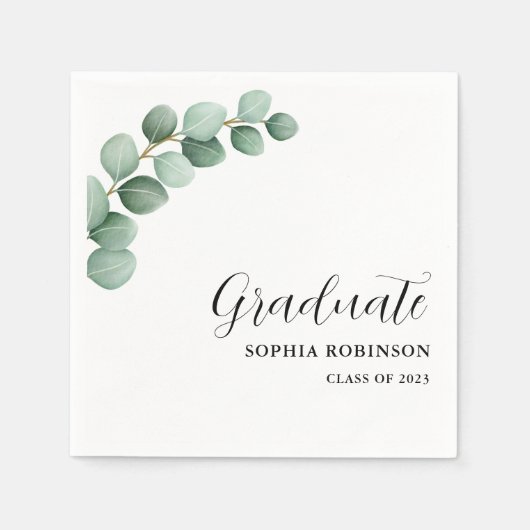 Eukalyptus Graduation Party Serviette (Vorderseite)