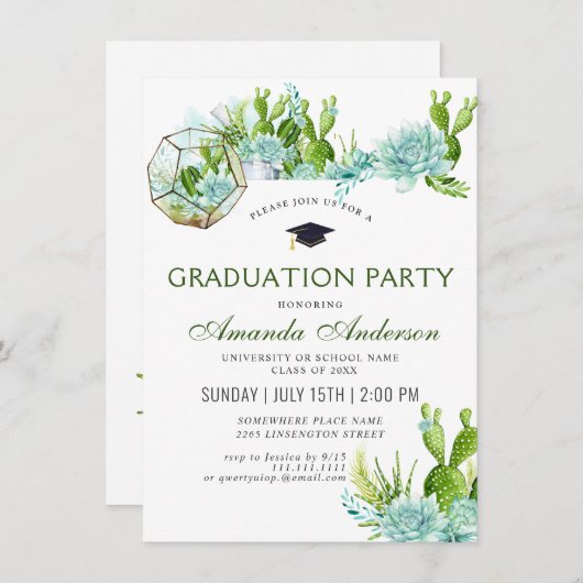 Eukalyptus-Graduierungspartei Einladung (Vorne/Hinten)