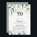 Eukalyptus Green 50. Geburtstagsparty I Einladung<br><div class="desc">Diese Aquarell Eukalyptus grün 50. Geburtstagsfeier lädt zu einer rustikalen Geburtstagsparty ein. Dieses künstlerische Design ist mit handgezeichnet,  Aquarell eucalyptus grünen Blätter,  inspirierend natürliche Schönheit.</div>