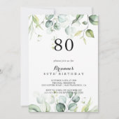 Eukalyptus Green 80. Geburtstagsparty Einladung (Vorderseite)