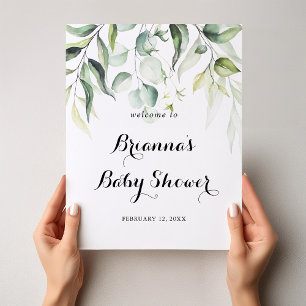 Eukalyptus Green Baby Dusche Aquarell Willkommen Poster