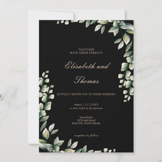 Eukalyptus green Blätter Einladung (Vorderseite)