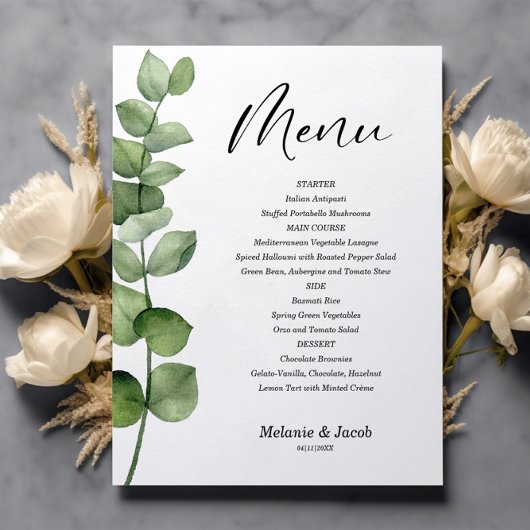 Eukalyptus Green Blätter Flat Menu Card