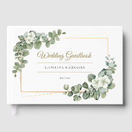 Eukalyptus Green-Blätter | Greenery Gold Wedding Gästebuch