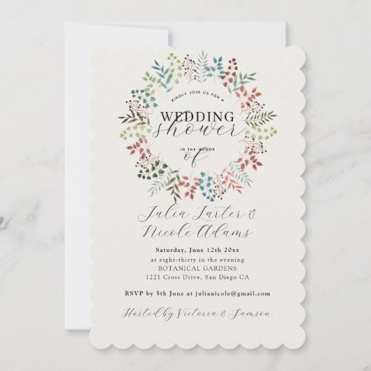 Eukalyptus Green Blätter Wreath Wedding Einladung (Vorderseite)