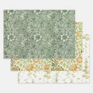 Eukalyptus Green Blume Orange Geschenkpapier Set