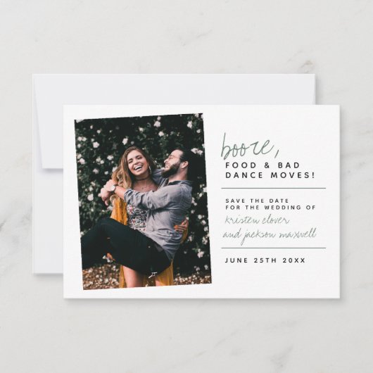 Eukalyptus Green Booze Food & Bad Dance Moves Save The Date (Vorderseite)